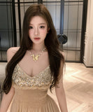 Lady's coco ロングドレス キャバドレス セクシーきれいめ エレガント ストラップワンピ ビジューデザイン ゴージャス くびれサ 大人可愛い 神ワンピ フォーマル レディース 高級感 JC2-XKDHS-109-8076-Oct8