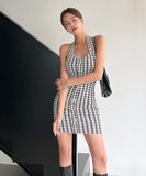 ミニドレス キャバドレス セクシー チェック柄 Vネック おしゃれ YH2-ZED2849-453