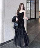 ロングドレス キャバドレス セクシー チュール切り替え スパンコール キャミワンピ パーティー 誕生日 JC2-DD4030