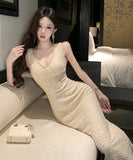 ロングドレス キャバドレス セクシー Vネック バックオープン スリット入り キラキラ JC2-WDS5562