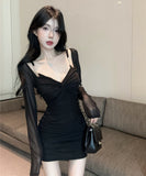 【2色】ミニドレス キャバドレス ワンピース セクシー Vネック着痩せ  KS2-DD5266