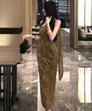 Lady's coco ロングドレス キャバドレス セクシー ワンショルダー タイト フレンチレトロ ワンショルダー パーティー JC2-XHY919311