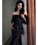 ロングドレス キャバドレス パーティードレス マーメイド フレンチ 上品 オフショルダー イブニングドレス パーティー JC2-MLB232136