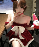 【3点セット】クリスマス 大人可愛い セクシー ビッグリボン チューブトップ レッド キラキラ ボリューム クリスマスパーティー JC2-DML73