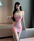 ミニドレス キャバドレス セクシー フラワー刺繍 キャミワンピ ボディコン クラブ 指名 JC2-2877DXH433