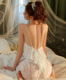 Lady's coco ランジェリー  セクシー 大人可愛い  ネグリジェ レース 深V 背中あき  LW2-GR19909