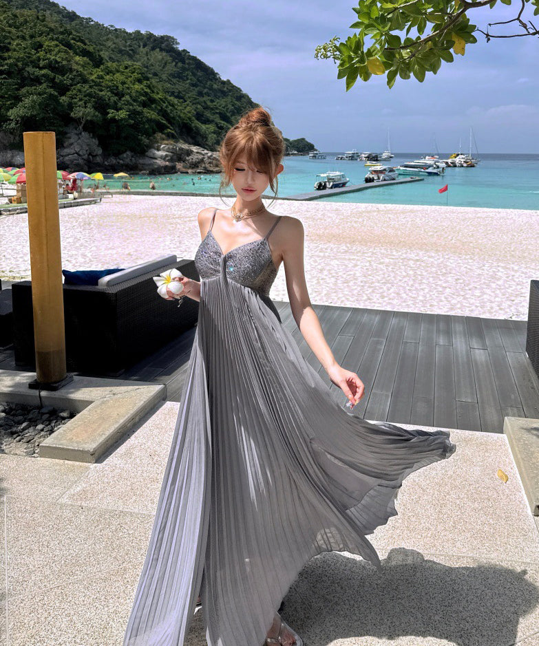 シルバー キャミソールドレス ビーズ付き セール】メタリックドロストキャミワンピース（ワンピース）｜CORNERS