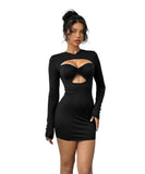 Lady's coco ミニドレス キャバドレス セクシー 長袖 タイトミニワンピ カットアウトデザイン パーティーコーデ LW2-YSQYDFG1970