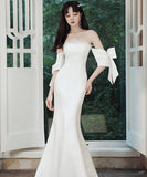 ロングドレス キャバドレス パーティードレス ホワイト ベアトップ マーメイドライン エンゲージメント バースデー パーティー JC2-AYL111001