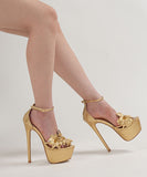 ハイヒール ビジューサンダル フラワーモチーフ プラットフォーム パーティーシューズ ナイトシーン ウェディング JC5-JLGMY-9966-283