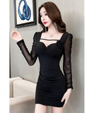 ミニドレス キャバドレス セクシー メッシュ ボディコン フィット感抜群 クラブ カジュアル JC2-JX5690