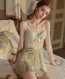 【5色】ルームウェア ランジェリー セクシー 谷間魅せ パッド付き ベルベット チュール セット 誘惑 JC8-GR6620