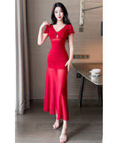 【2色】ロングドレス キャバドレス セクシー Vネック シアーメッシュ エレガント 透け感 ボディコン JC2-JX5852