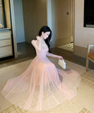 ロングドレス キャバドレス セクシー ラグジュアリー チュール ウエストマーク ウエストマーク キャミソールドレス JC2-XHY918345