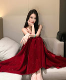 ロングドレス キャバドレス セクシー フレンチ ラインストーン キラキラ ベルベット フリル キャミソールドレス JC2-AQR6050