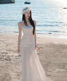 ロングドレス キャバドレス セクシー 上品 チュール ベアトップ スパンコール 清楚系 JC2-XHY919910