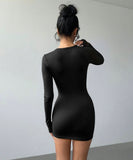 Lady's coco ミニドレス キャバドレス セクシー 長袖 タイトミニワンピ カットアウトデザイン パーティーコーデ LW2-YSQYDFG1970