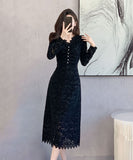 【2色】レース 刺繡 膝丈ドレス キャバドレス セレブ風  宴会 高見 MY2-ZED885931GT415