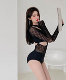 ビキニ水着レース袖付き肌見せモノキニUVカットモノキニタンキニ旅行 WQ7-YQDS8282292