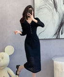 【2色】レース  膝丈ドレス 着瘦せ セレブ風  気質 エレガント MY2-ZED885928GT415