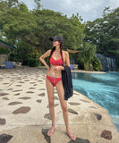 【2色】水着ビキニホルターネック花柄セクシーSNS話題旅行温泉ビーチ海 WQ7-CF-QM9134