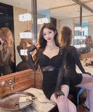 【3色】ミニドレス キャバドレス セクシー スパンコール  Vネック ボディコン ナイトクラブ LW2-ZED881753SS2B15