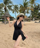 【2色】ビキニ水着ホルターネックワンピース気質セクシーモノキニ体型カバー温泉 WQ7-HQ-HH6X59THLL