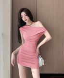 【4色】minidressキャバドレスオフショルダーセクシーワンーショルダー大人可愛いナイトクラブキャバクラ WQ2-ZED882538GT513