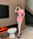 【4色】minidressキャバドレスオフショルダーセクシーワンーショルダー大人可愛いナイトクラブキャバクラ WQ2-ZED882538GT513