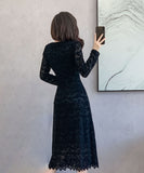 【2色】レース 刺繡 膝丈ドレス キャバドレス セレブ風  宴会 高見 MY2-ZED885931GT415