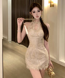 Lady's coco ミニドレス キャバドレス セクシーギャル  きれいめ モダンチャイナードレス ボディコン レース JC2-ZED882627DXH437A