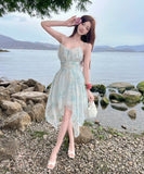 【2色】ミニドレス キャバドレス セクシー 花柄 チュール 不規則 おしゃれ YH2-DD6693