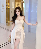 ミニドレス キャバドレス キャミソールワンピースクシー レース不規則デザイン Vネック 高見え KS2-DD5269