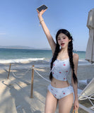 【3点セット】水着 ビキニ スカート付き かわいい フェミニン フラワー柄 小胸さん 温泉 リゾート ビーチ JC7-DP-A22963