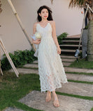 サンドレス ワンピース ロングドレス レース おしゃれ 海辺 気質 YH2-QJ8320