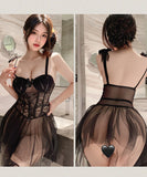 【3色】ルームウェア ランジェリー セクシー ボディフィット レースアップ パッド付き ワイヤー入り シースルーメッシュ 透け感 誘惑 JC8-JJ1680