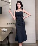 【2色】膝丈ドレス キャバドレス エレガント 上品 ボディコン フラワーモチーフ デート お出かけ JC2-JX5899