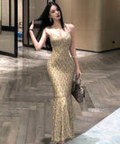 Lady's coco ロングドレス キャバドレス セクシー バックレス スパンコール マーメイドワンピ 交差ストラップ パーティー 二次会 JC2-XHY919310