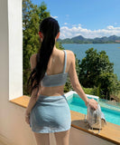 【三点セット】水着 ビキニ セクシー 韓国風 INS風 小胸さん向け 無地 リゾート ビーチ 温泉 DQ7-DP-A23047