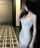 ミニドレス キャバドレス セクシー オフショルダー ベアトップ スパンコール タイトシルエット フレンチ バースデー JC2-XHY9314