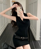 セクシーニットワンピース・ウエスト引き締めハイエンドタイト ミニスカート HMZ2-ZED887387GT513