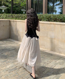 ロングドレス 夏新作 エレガント パフスリーブ 気質 おしゃれ 着痩せ YH2-ZED888373B13