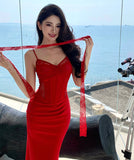 Lady's coco ロングドレス キャバドレス セクシー レース切り替え キャミソール タイト スリムフィット パーティー JC2-CD6-143-71990620