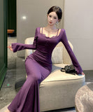 【2色】ロングドレス キャバドレス セクシー フェイクレイヤード レーストリム キャミソール 谷間魅せ 上品 タイト マーメイドワンピ 指名 JC2-DD6075