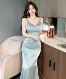 ロングドレス キャバドレス セクシー フレンチ オフショルダー キャミワンピ バックオープン パーティー JC2-DD4031
