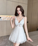 【2色】ミニドレス キャバドレス 谷間露出 セクシー レース party Vネック YH2-DD6535