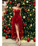 ミニドレス キャバドレス セクシー ベアトップ フィッシュテール 立体フラワー レース パーティー JC2-OYF9320