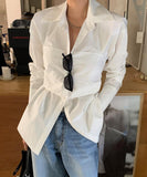 【2色】トップス レディース エレガント 韓国風 バックリボン ブラウス 長袖 無地 シャツ 出勤 デート お出かけ JC1-JW8339XJMB089