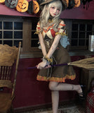 【4点セット】 かわいい コスプレ ハロウィン ダーク 魔女 ロビンフッド エルフ かかし コスチューム 制服パーティー JC2-X9051