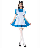 【3点セット】夢かわ コスプレ ハロウィン アリス  エプライムブルー ロリータフリル メイド服 仮装パーティー JC2-XJY6028